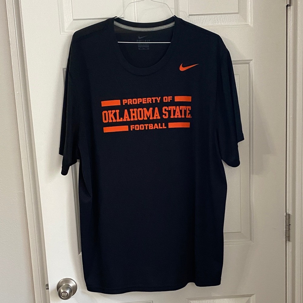 Nike Oklahoma State University black short sleeve dri-fit shirt with orange logo